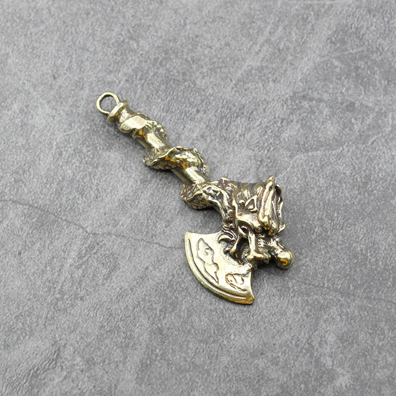 Tượng Nhỏ Phong Thủy Bằng Đồng Kiểu Dáng Hình Cây Rìu Rồng (Kích Thước: 5.8cm x 2.7cm)