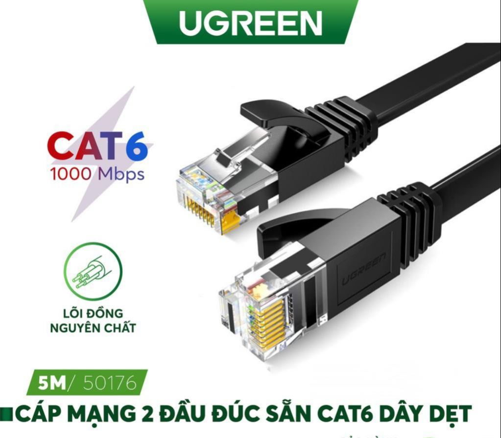 Cáp mạng đúc sẵn Cat6 dài 5m  Ugreen 50176 cao cấp