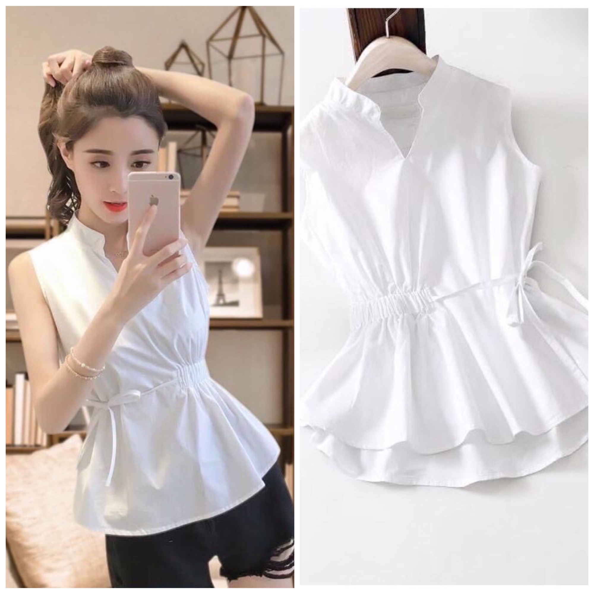 [HCM]Siêu Hot: Áo Cổ V Rút Eo Siêu Xinh ( Kèm hình thật)