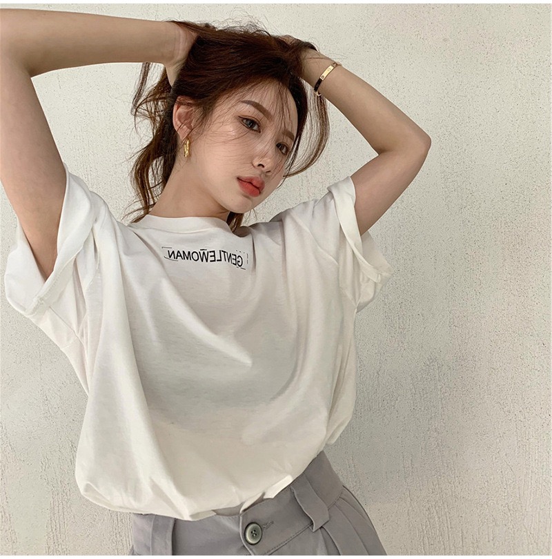MS6658 Áo thun nữ cổ tròn basic in chữ Gentlewoman