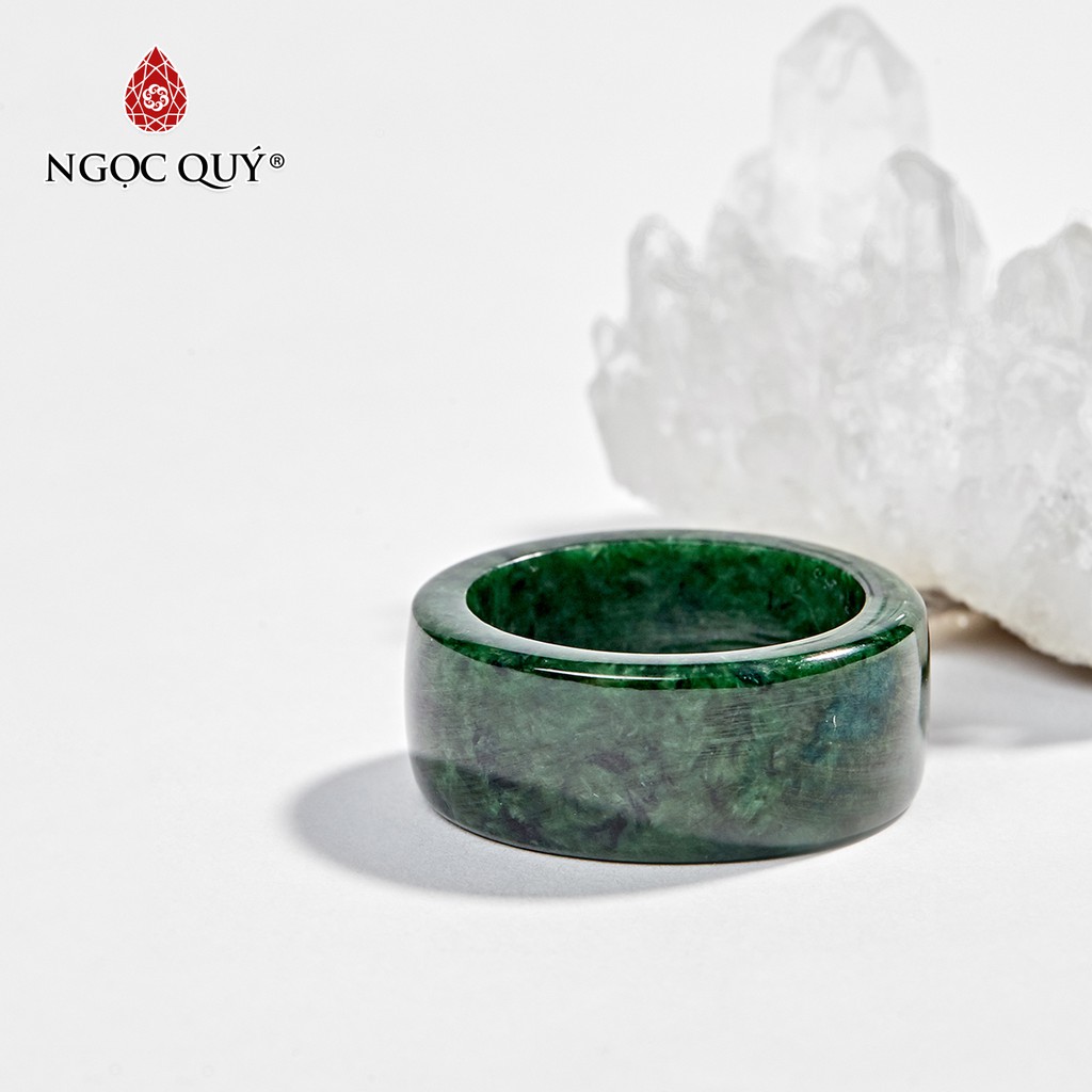 Nhẫn đá cẩm thạch sơn thủy jadeite mệnh hỏa, mộc - ngọc quý