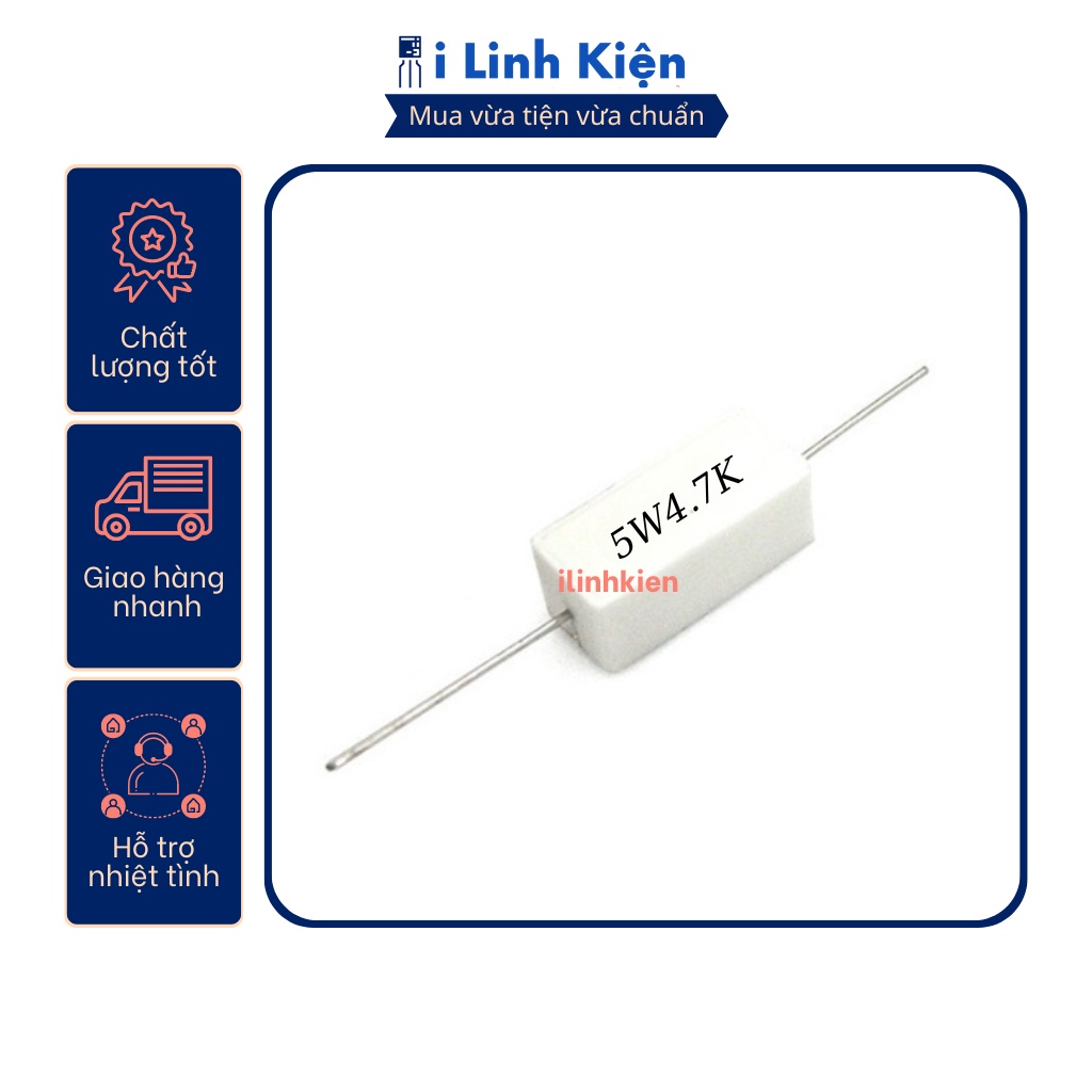 Điện trở sứ 5W 4.7K 5% chất lượng tốt