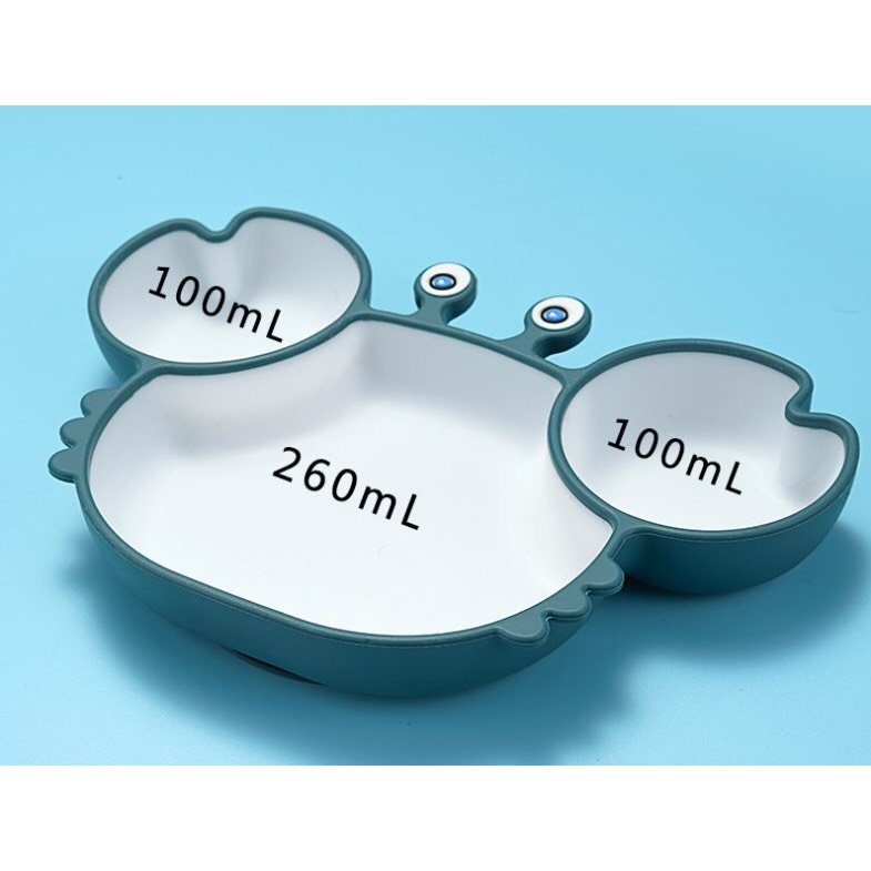 Khay ăn dặm silicon hình cua có đế hít chống đổ