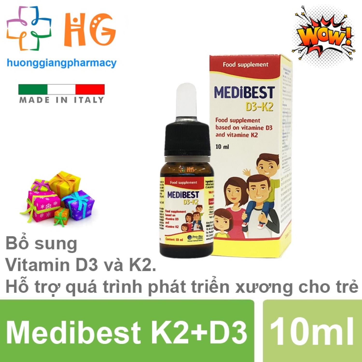 Medibest D3-K2, Healthyplex D3K2. Bổ sung Vitamin D3, K2. Hỗ trợ quá trình phát triển xương, giúp bé tăng chiều cao