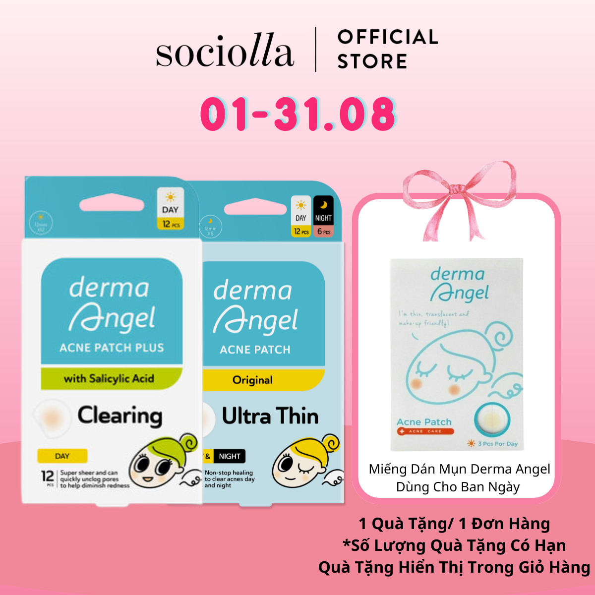 Combo dán mụn day plus & mix derma angel