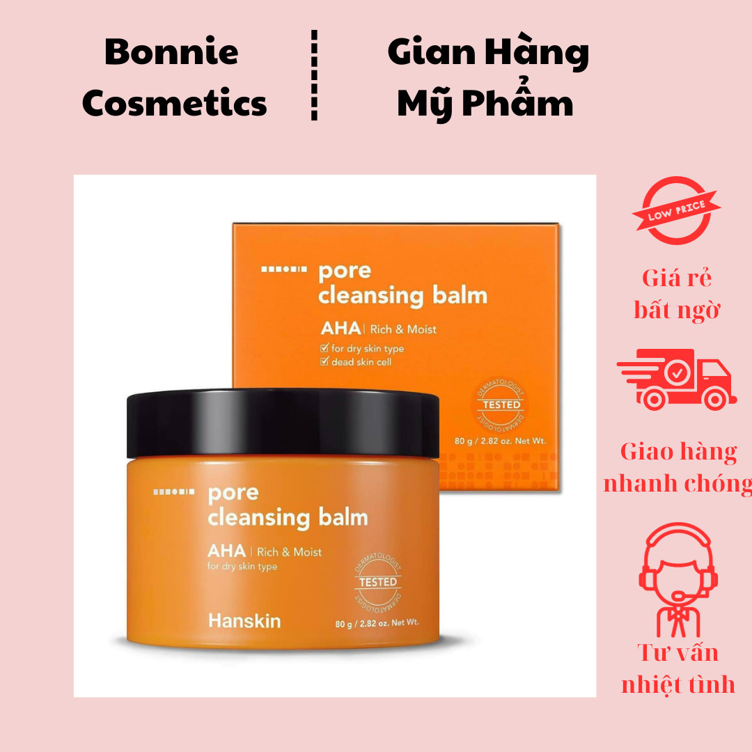 Sáp tẩy trang dành cho da khô hanskin pore cleansing balm aha - 80g