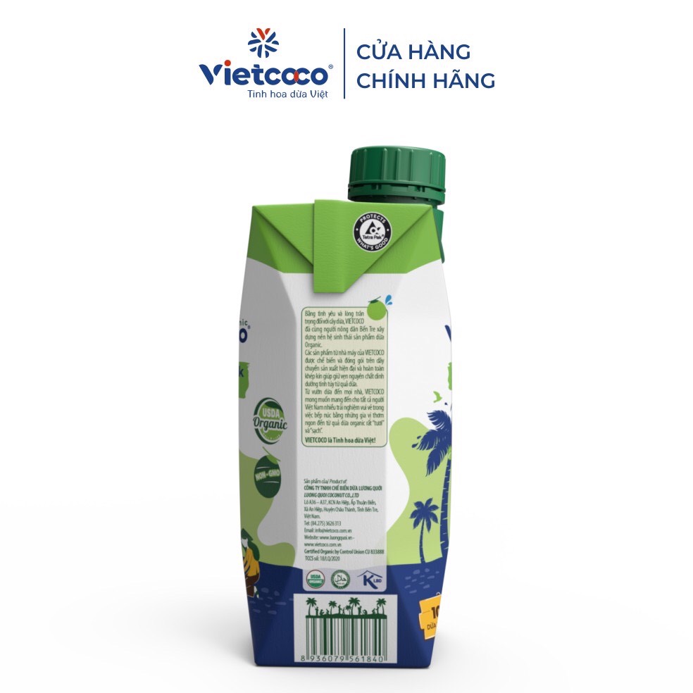 Combo 2 hộp Sữa dừa tươi UHT VIETCOCO - Organic - 330ml