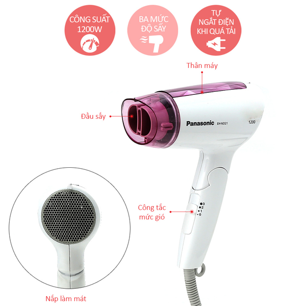 [Giao Hỏa Tốc 2H] Máy Sấy Tóc Panasonic EH-ND21-P645 Công suất 1200 W