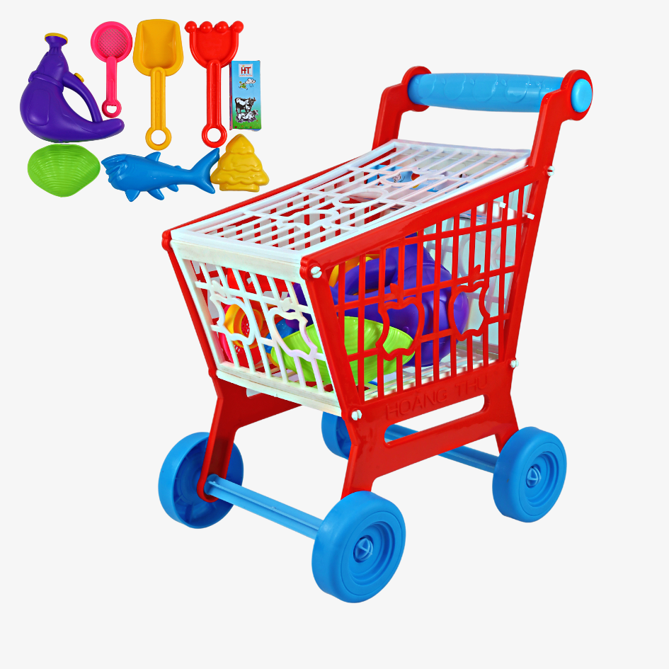 Đồ chơi xe đẩy siêu thị cho bé (có nhạc, kèm bộ đồ chơi) HT7658