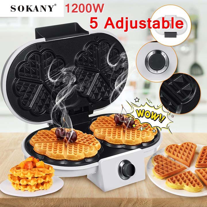 Máy Làm Bánh Waffle, bánh tổ ong, bánh kep Đôi