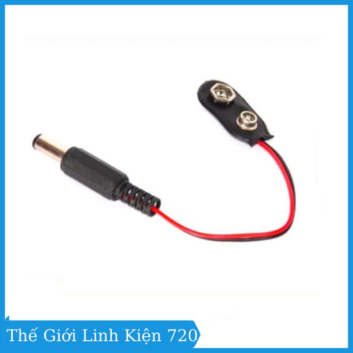 Dây đế pin 9v có đầu jack nối ra DC 5.5x2.1