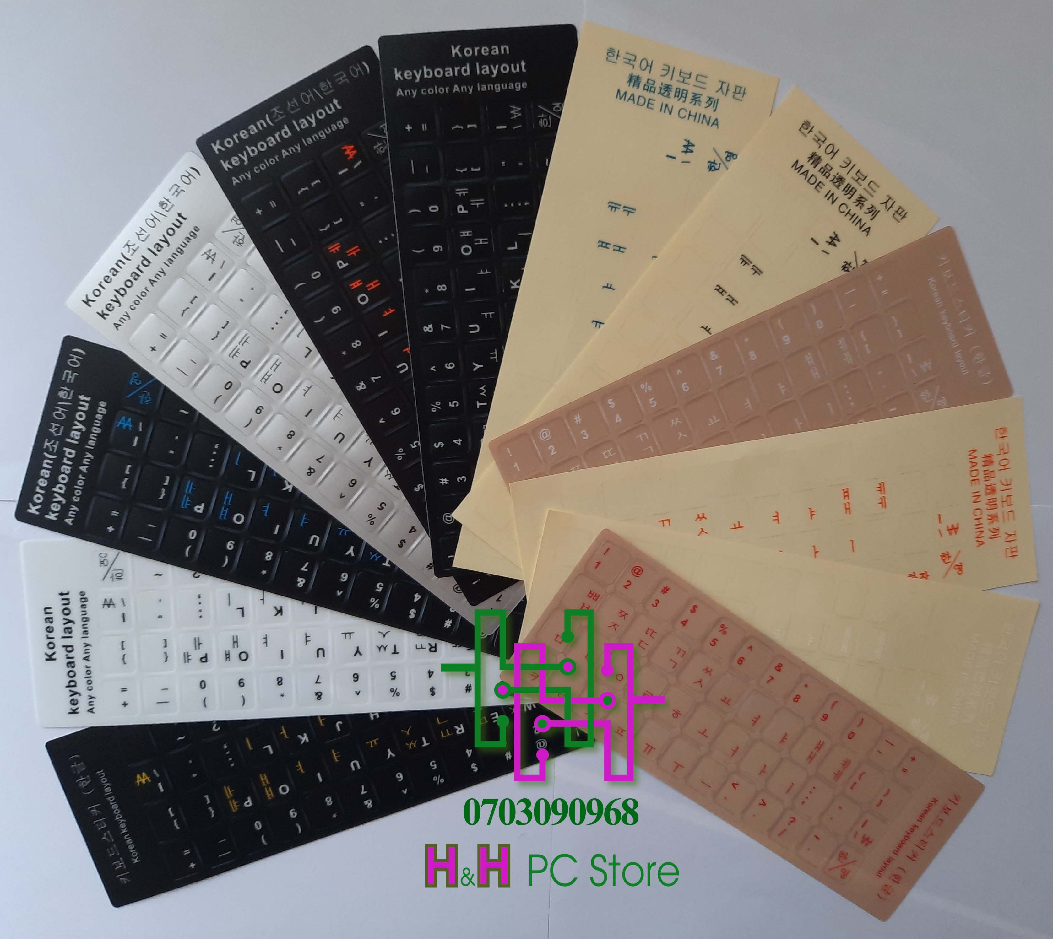 Miếng dán bàn phím tiếng Hàn các màu