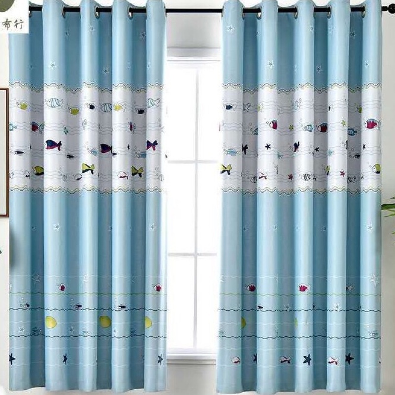 Rèm vải dày cao cấp ( có sẵn khoen tròn ) 2m cao - cá nhỏ xinh xắn mới