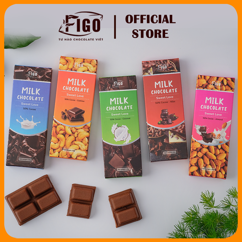 [Chính Hãng] Combo 4 MIX các vị Dark & Milk Chocolate Kẹo Socola đen và Socola sữa Figo thanh 20gr