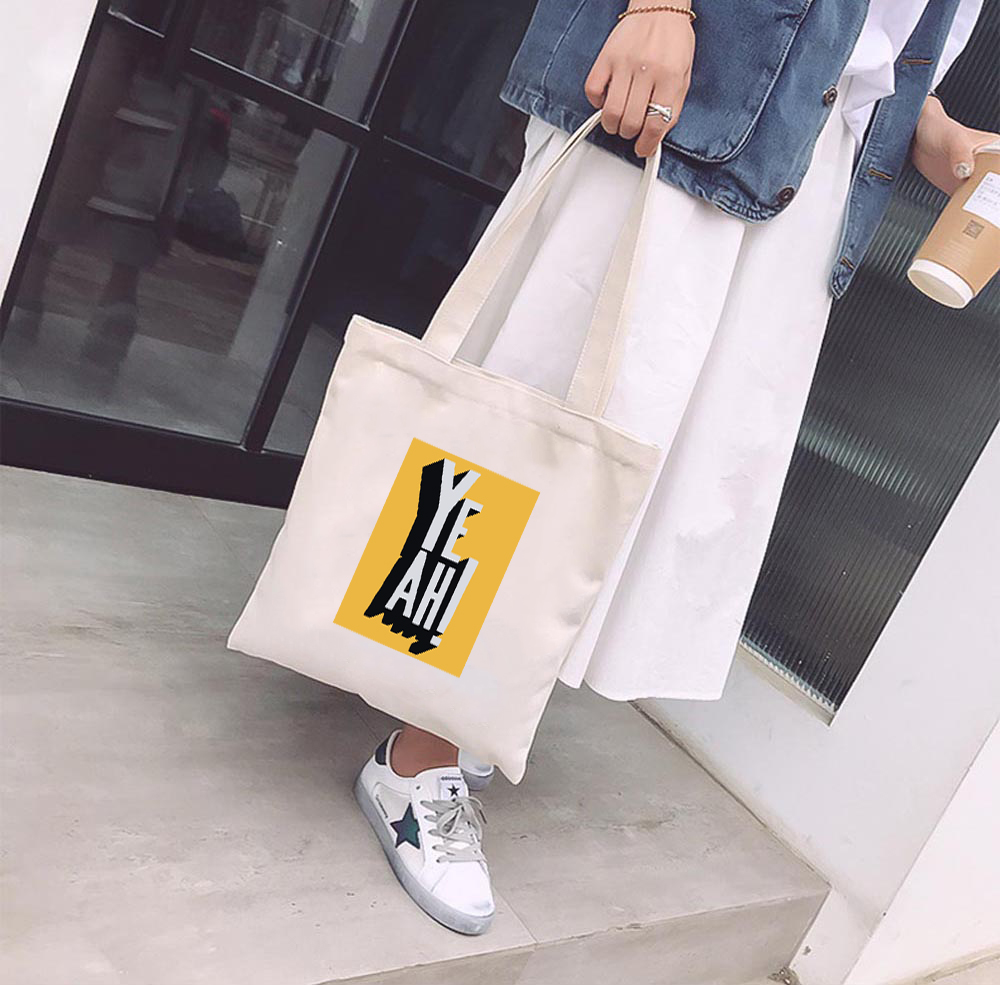 Túi Vải Tote GINKO Kiểu Basic Dây Kéo In Hình Yeah G05
