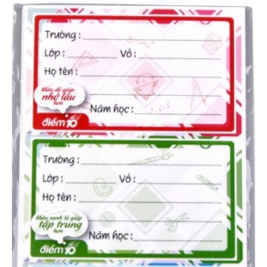 Nhãn vở Điểm 10 TP-NBL01 (12 cái/xấp)