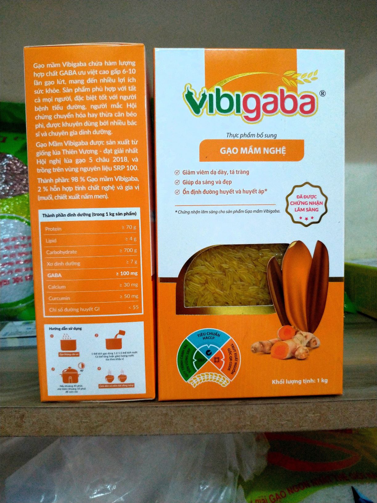 Gạo mầm Vibigaba nghệ hộp 1kg