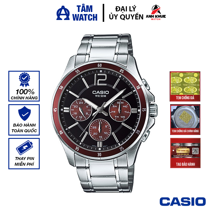 Đồng hồ nam dây kim loại casio standard chính hãng anh khuê mtp-1374d-5avdf