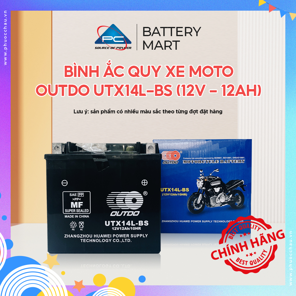 Ắc Quy Xe Moto Phân Khối Lớn OUTDO UTX14 (12V-12AH)