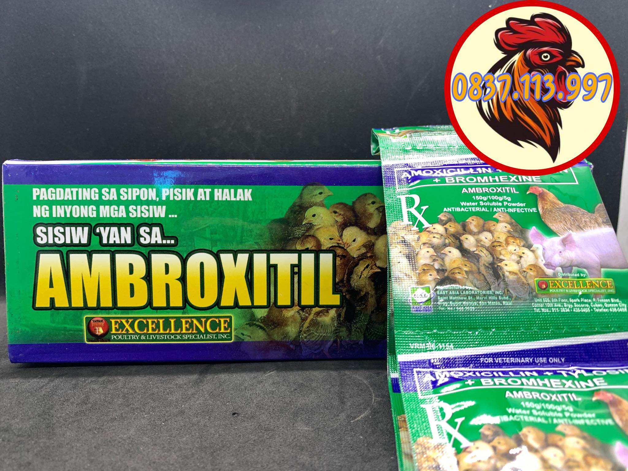 AMBROXITIL - ÚM GÀ CON , TRI HÔ HẤP CHO GÀ ĐÁ 5 GÓI