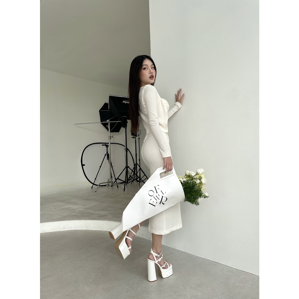 Set áo cúp, cardigan và váy midi CHOUX SET- Tipblu