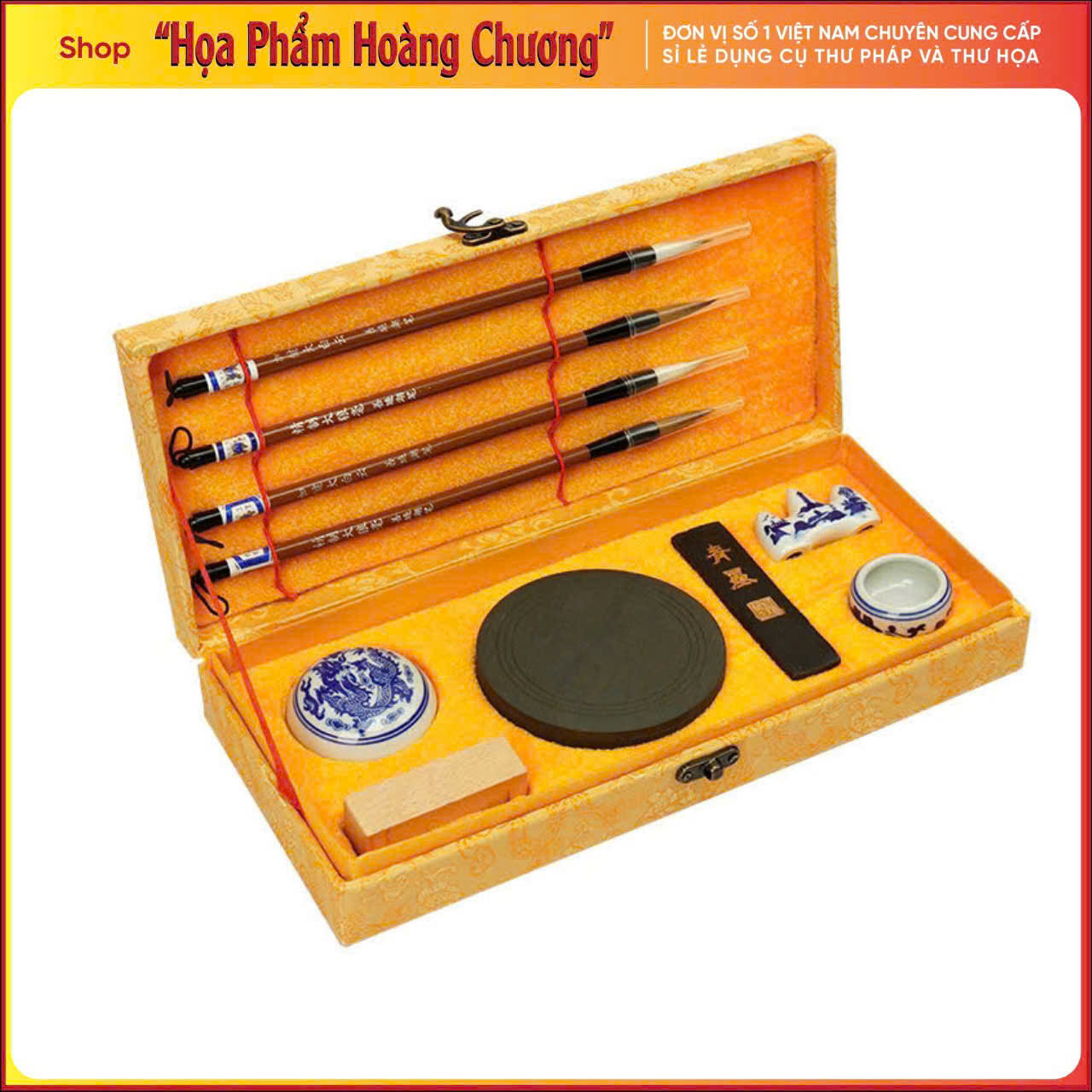 Bộ văn phòng tứ bảo hộp gấm luyện viết thư pháp