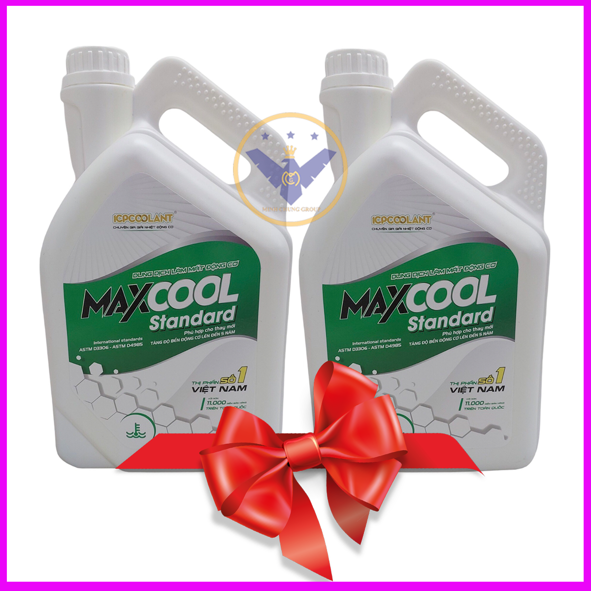 Bộ 2 nước làm mát động cơ xe ô tô, xe máy, tàu thuyền (màu xanh) Maxcool Standard Can 4L