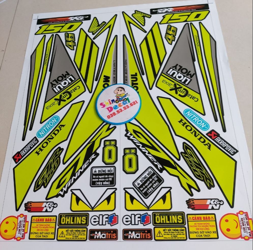 Tem winner GTR liqui moly xanh dạ quang