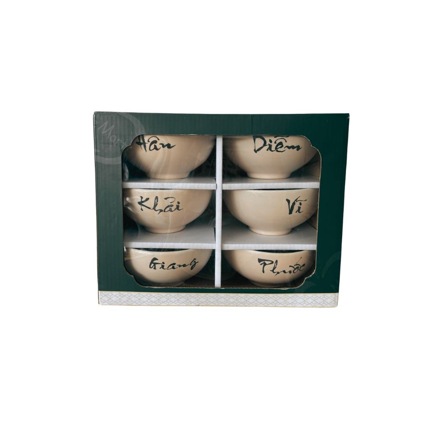 Bộ 6 chén ăn gốm khắc tên cao cấp - Made4Home