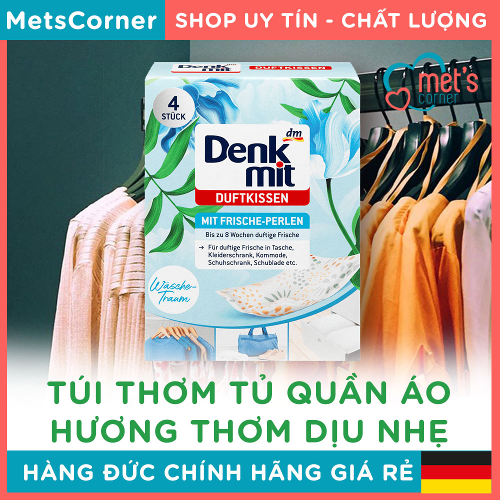Túi Thơm Tủ Quần Áo Denkmit Đức 4 Túi – Lưu Hương Đến 8 Tuần, Khử Mùi Ẩm, Hương Waschetraum Dịu Nhẹ