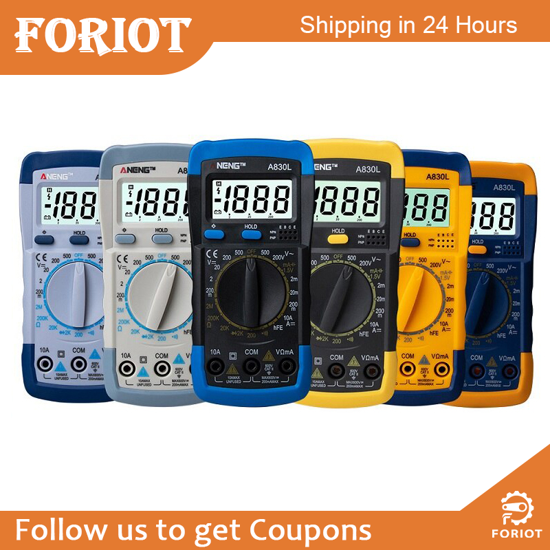 Foriot LCD Digital Multimeter A830L AC DC Voltage Diode Freguency Multitester Current Tester Luminous Display with Buzzer Function