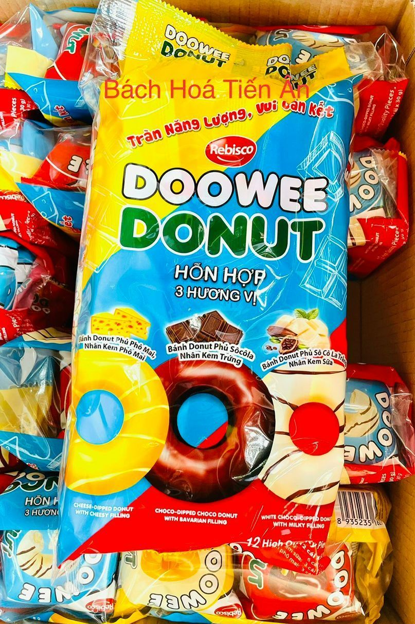 Bịch 12 Chiếc Bánh Donut Doowee Rebisco 360gr( 12 cái x 30g )
