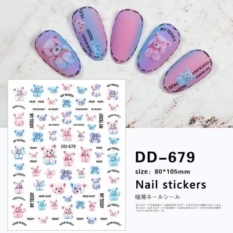 Sticker hình dán móng gấu teddy siêu hot