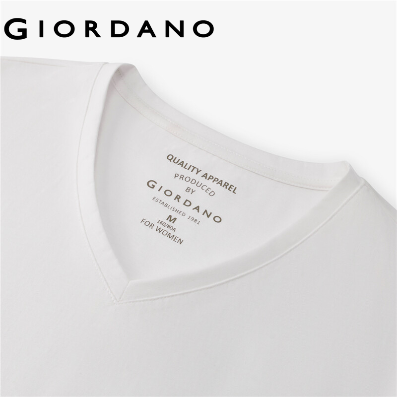 Áo thun nữ T-shirt cổ chữ V ngắn tay chất mát lạnh thoáng khí thời trang mùa hè Giordano Free Shipping 05322403