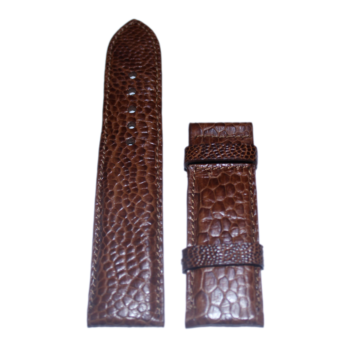 Watch chain splendid ostrich skin 22, 24, 26 red brown TH8415
