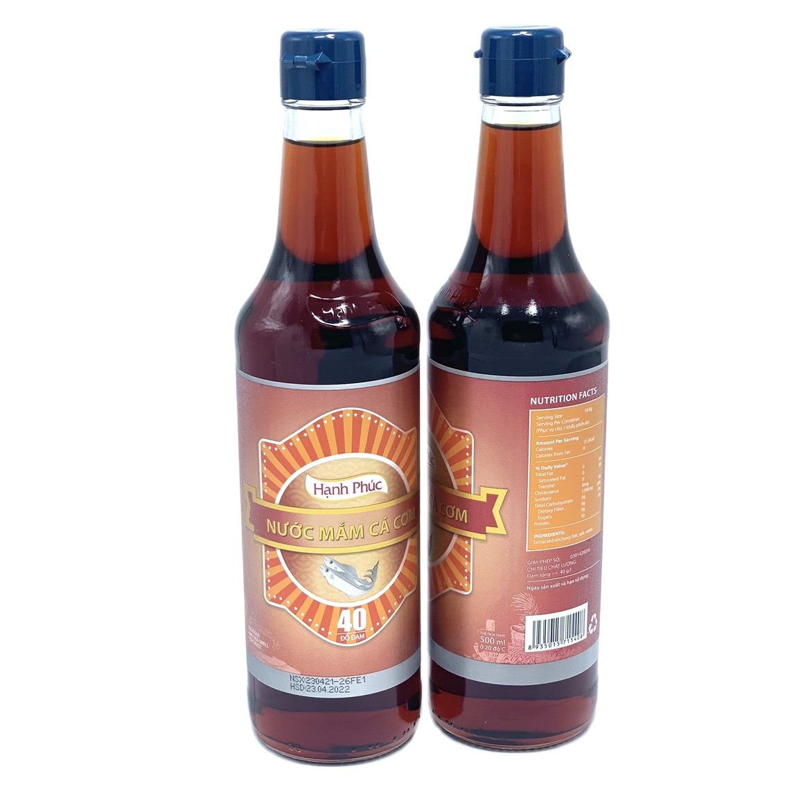 (THÙNG XỐP COMBO 02 CHAI) Nước mắm Hạnh Phúc 40 độ đạm chai 500ml