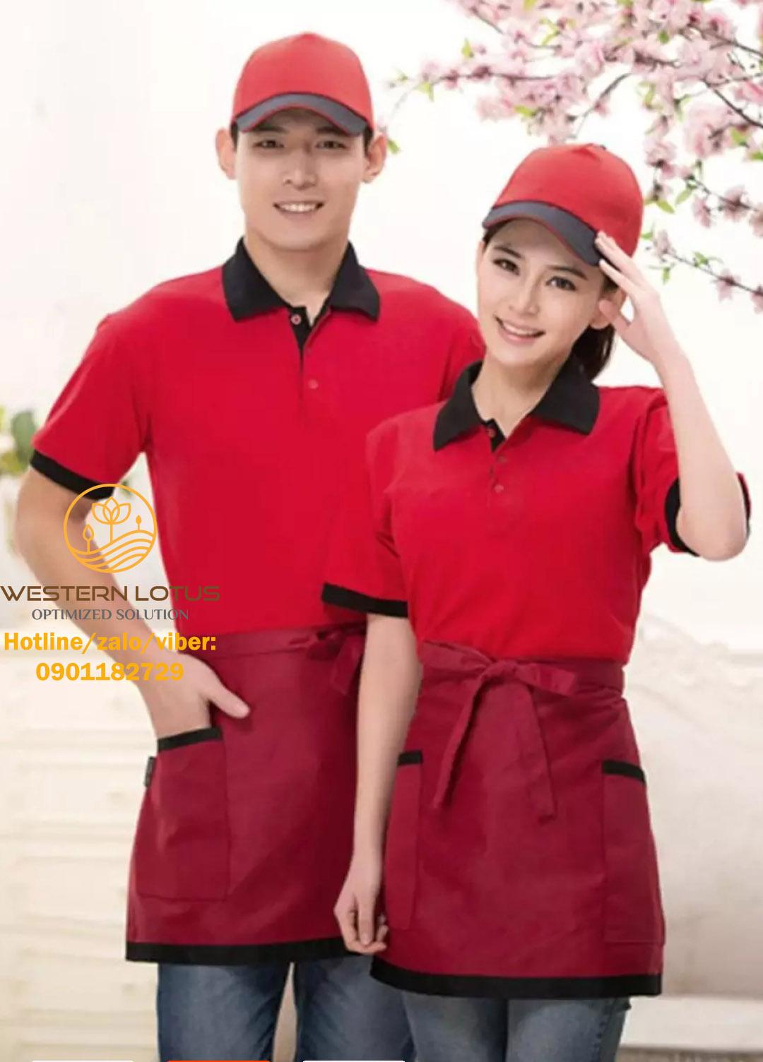 [HCM]Tạp Dề Ngắn Tạp Dề Ngang Hông Màu Đỏ Đậm Phối Viền Đen Đồng Phục Hàng Đẹp Gía Gốc Sản Xuất