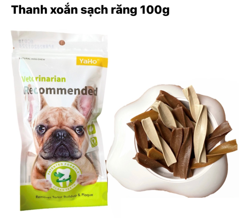 XƯƠNG GẶM SẠCH RĂNG THƠM MIỆNG CHÓ MÈO THÚ CƯNG YAHO THANH XOẮN 100G