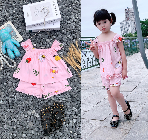 Bộ lanh lụa may cánh tiên mát mẻ cho bé gái - BLLCT