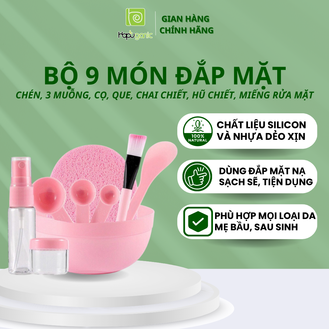 Bộ chén cọ trộn mặt nạ 9 món loại đẹp Hapuganic