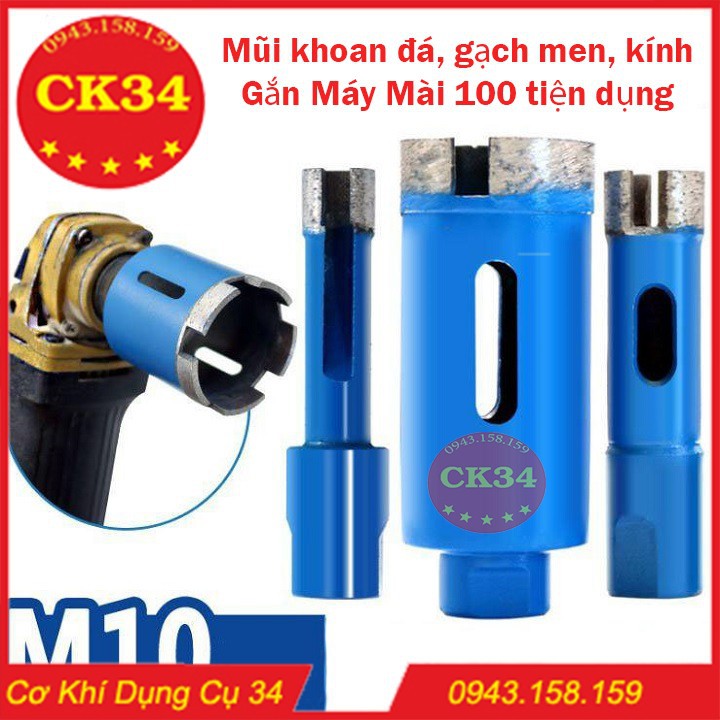 Bộ mũi khoét, mũi khoan đá granite, gạch men, kính 6-14mm....gắn máy mài cầm tay