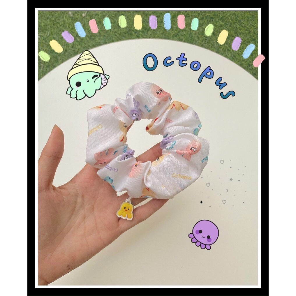 [ATKSHOP] Cột tóc scrunchies charm , nơ bạch tuộc dễ thương