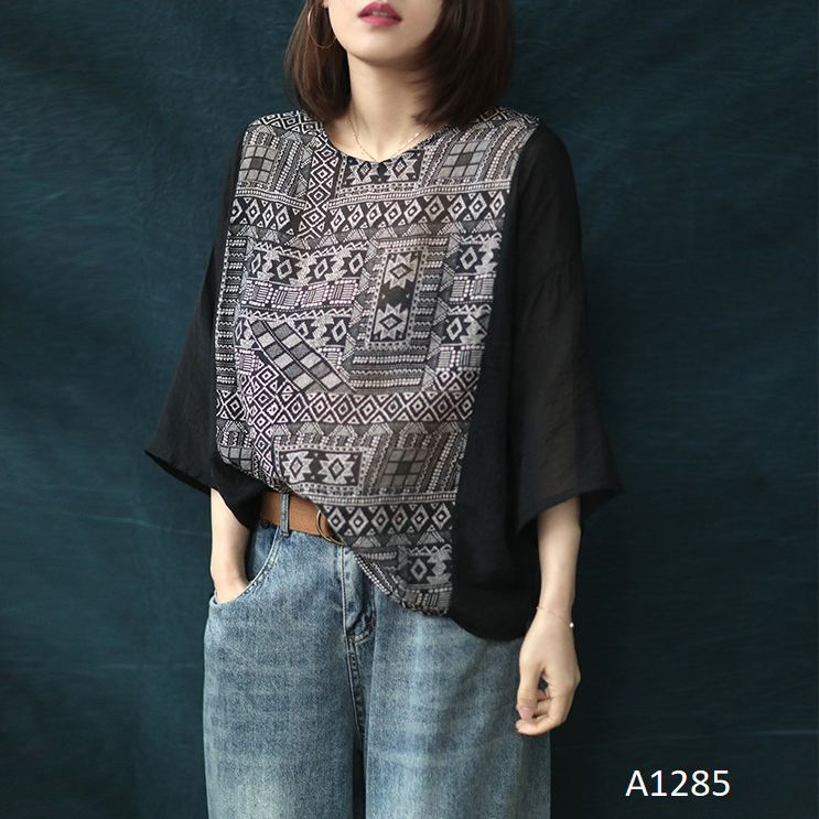 [HCM]A1285-Áo Retro Hoa Văn Ai Cập