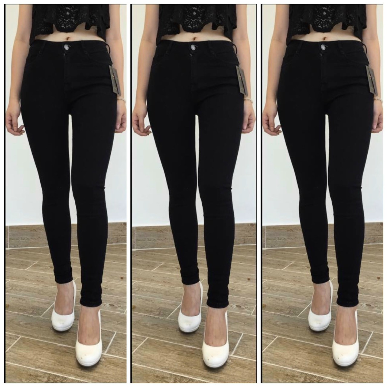 [ Bigsize 60~90kg] Quần Jeans Đen Tuyền lưng cao co dãn