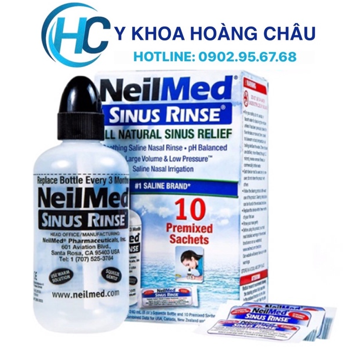 [CHÍNH HÃNG] Bình rửa mũi NEILMED (Tặng kèm 10 gói muối rửa)