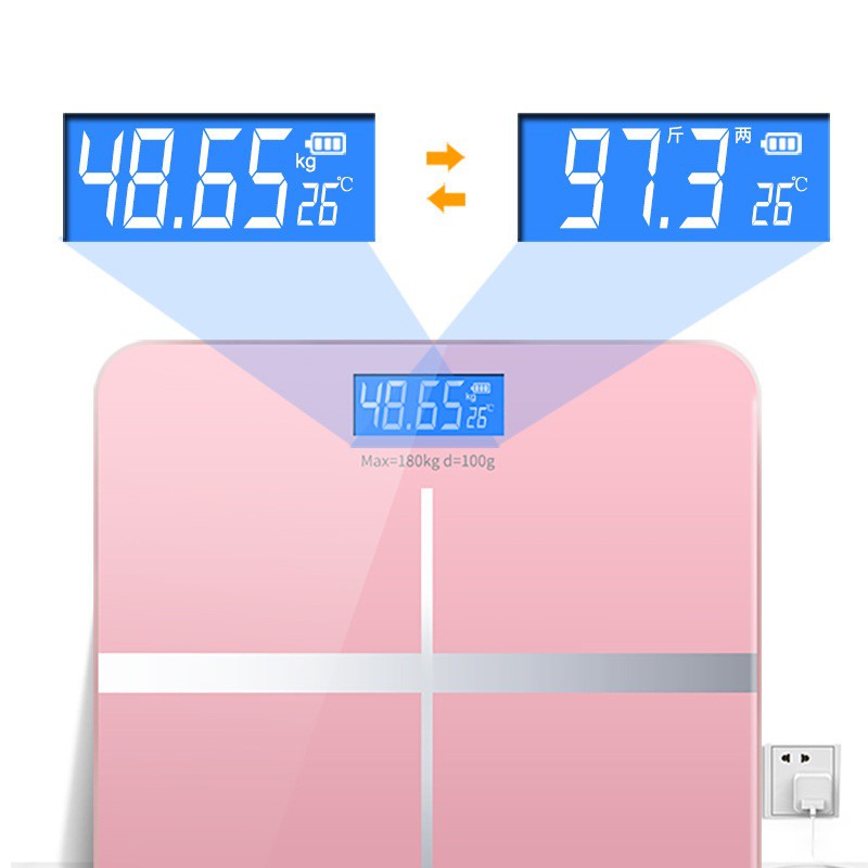 [Battery Charger] High Quality Tempered Glass Electronic Scale Max 180kg - [Luxury iPhone Electronic Scale (Uses Batteries) - (Random Color Delivery)