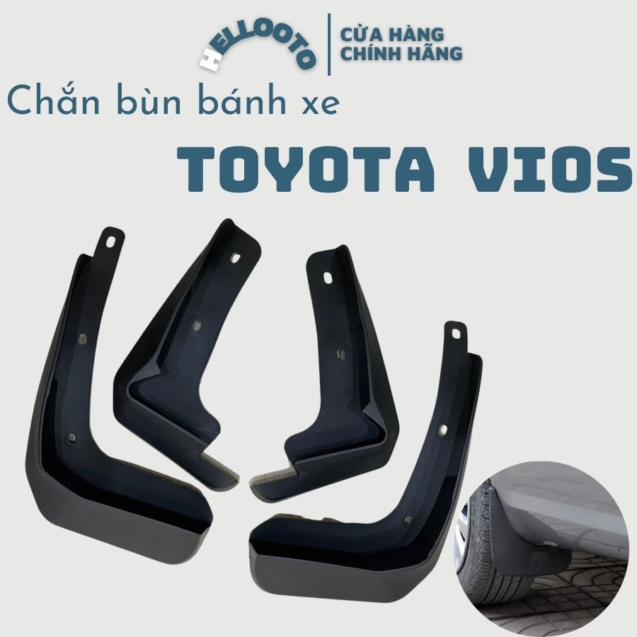 Bộ 4 chắn bùn xe Toyota Vios đời 2014 đến 2022 chất liệu nhựa dẻo độ bền cao + kèm ốc vít dễ dàng lắp đặt
