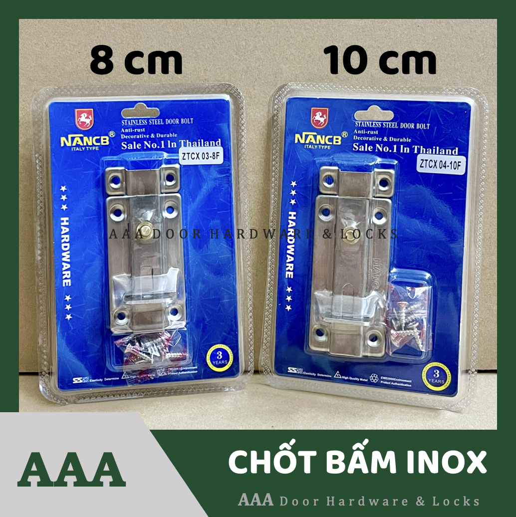 Chốt cửa inox 8F 10F thương hiệu Nancb