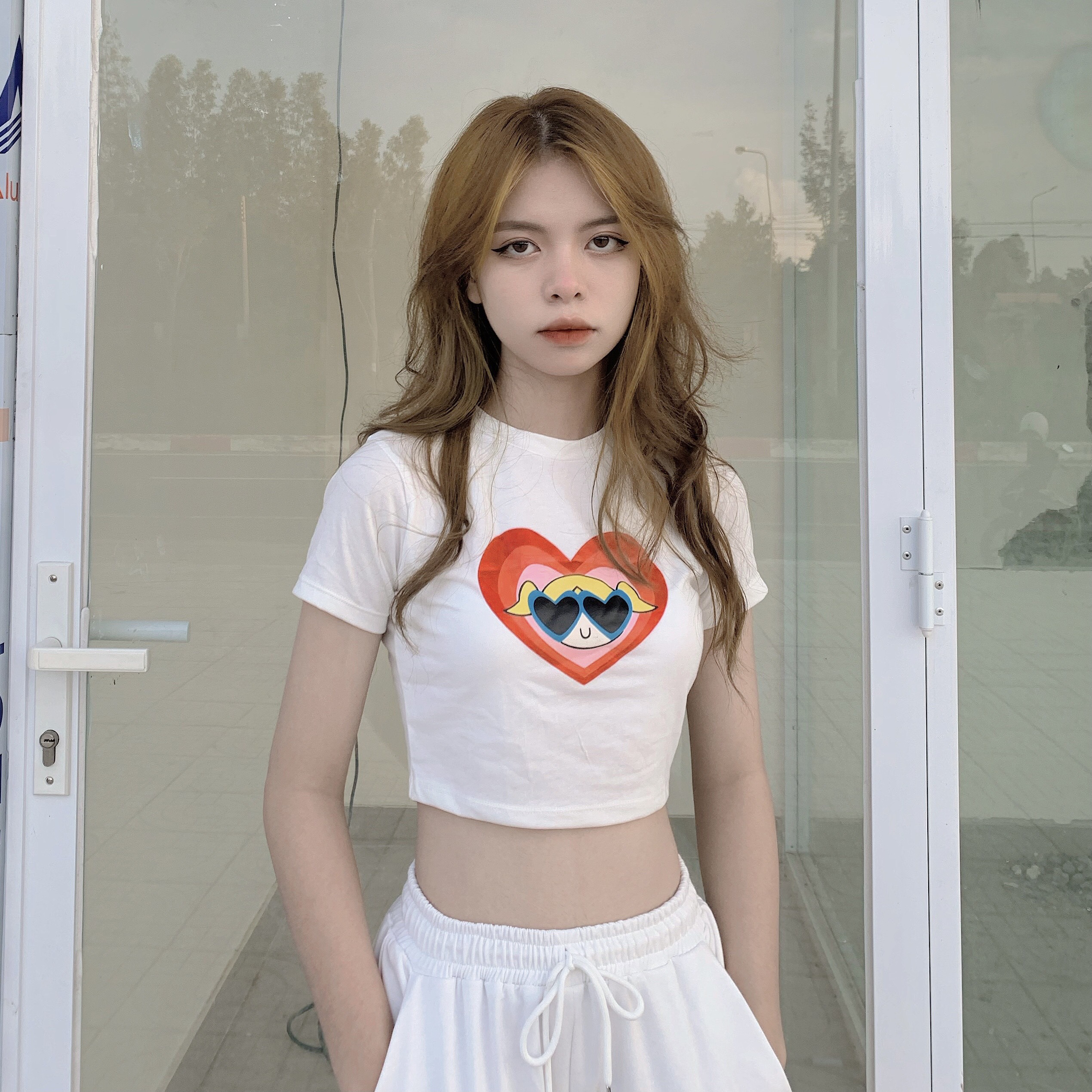 [VOUCHER 12%/149K] MONÁ - Áo croptop thun cotton co giãn - HEART CROPTOP