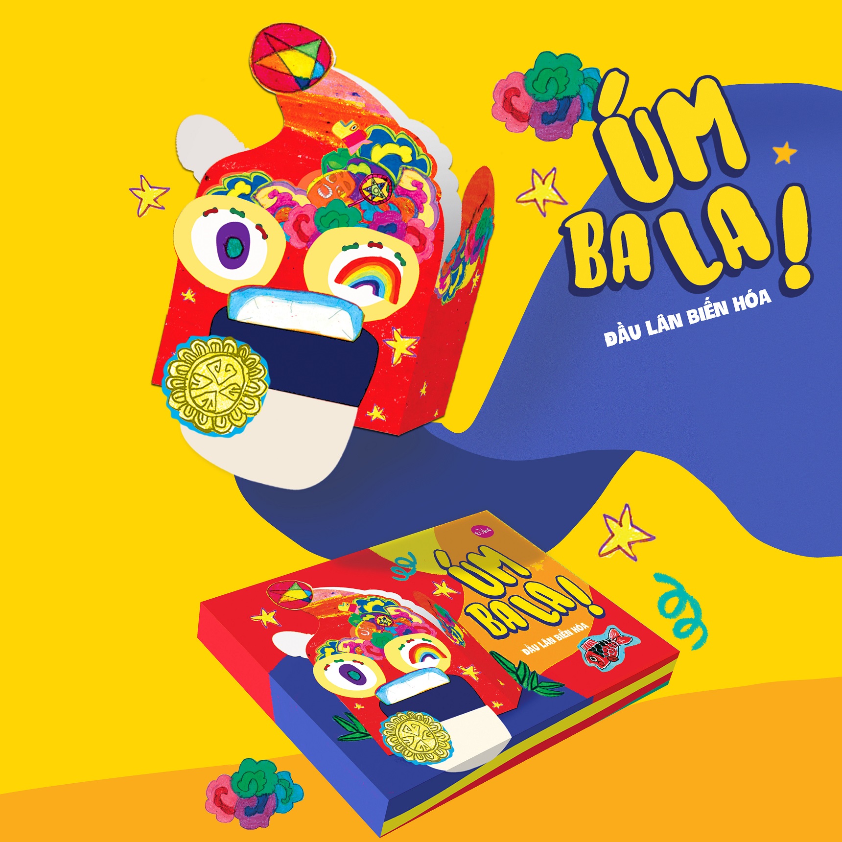 Đầu lân cho bé tự cắt dán (tặng kèm sticker trung thu) [Made by Tòhe] [Fsale]